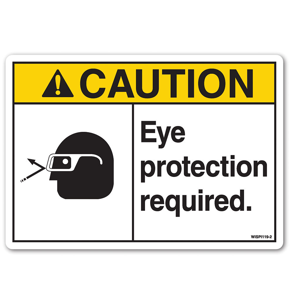 Caution Eye protection required Safety Decal