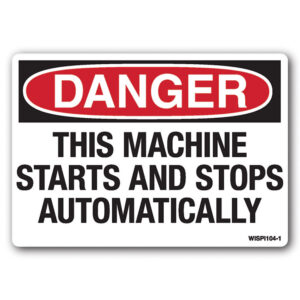 This Machine Starts and Stops Automatically Safety Decal