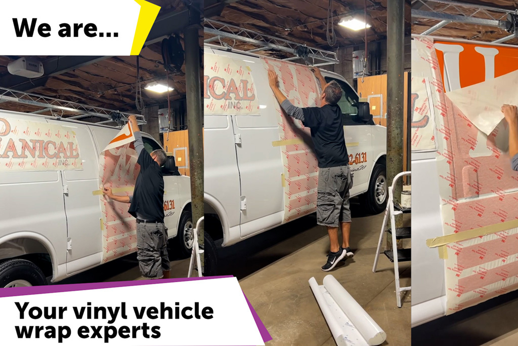 WISPI team member installs vehicle graphics