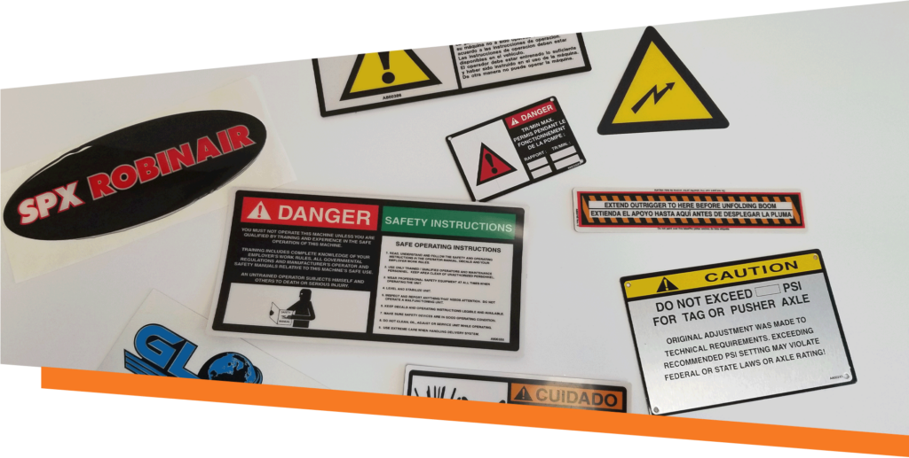 The many saftey decals that WISPI provides