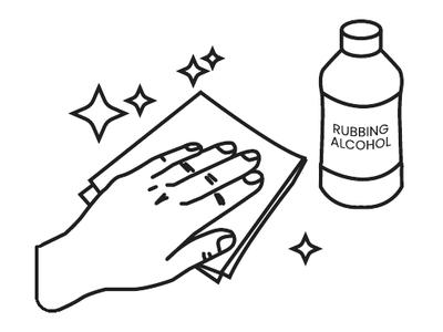 Wiping the application surface with rubbing alcohol